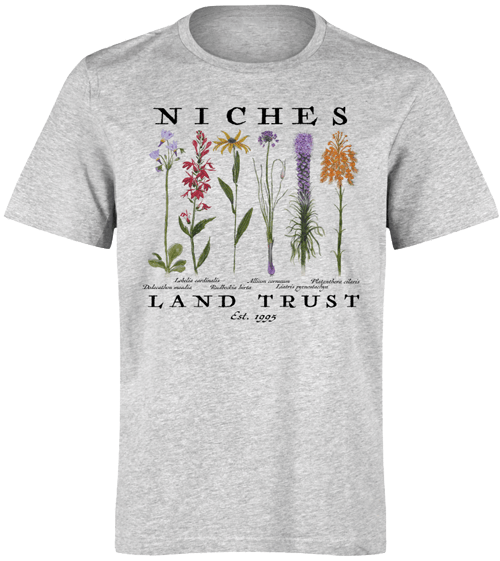 Make a monthly gift commitment of<br>$25 or more and receive our new <br>NICHES t-shirt! NICHES T-Shirt