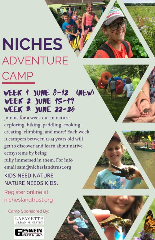 Flyer of the 2020 Summer Camp with NICHES Land Trust